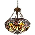 thumbnail image 6 of Robert Louis Tiffany Bronze Pendant Chandelier 24" Wide Tiffany Style Ornamental Stained Glass Bowl Fixture Dining Room Kitchen, 6 of 7