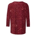 thumbnail image 5 of Elvqul Blouses Women Sequin Print Tops Loose Fit Red Pullover 3/4 Sleeve Tshirts Crew Neck Blouses, 5 of 5