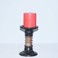 thumbnail image 3 of Handmade Mango Wood Eco-friendly Traditional Dark Polish Set Of One 6" Pillar Candle Holder, 3 of 8