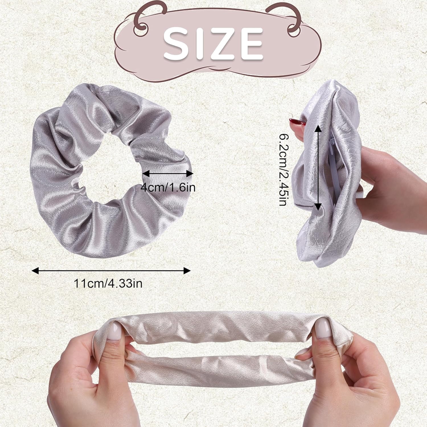 -5 Pack Black&Pink Hair Scrunchies with Zipper Pocket, Scrunchies for Women with Secret Storage, Hidden Safe for Keys, Cash, Cards, Valuables