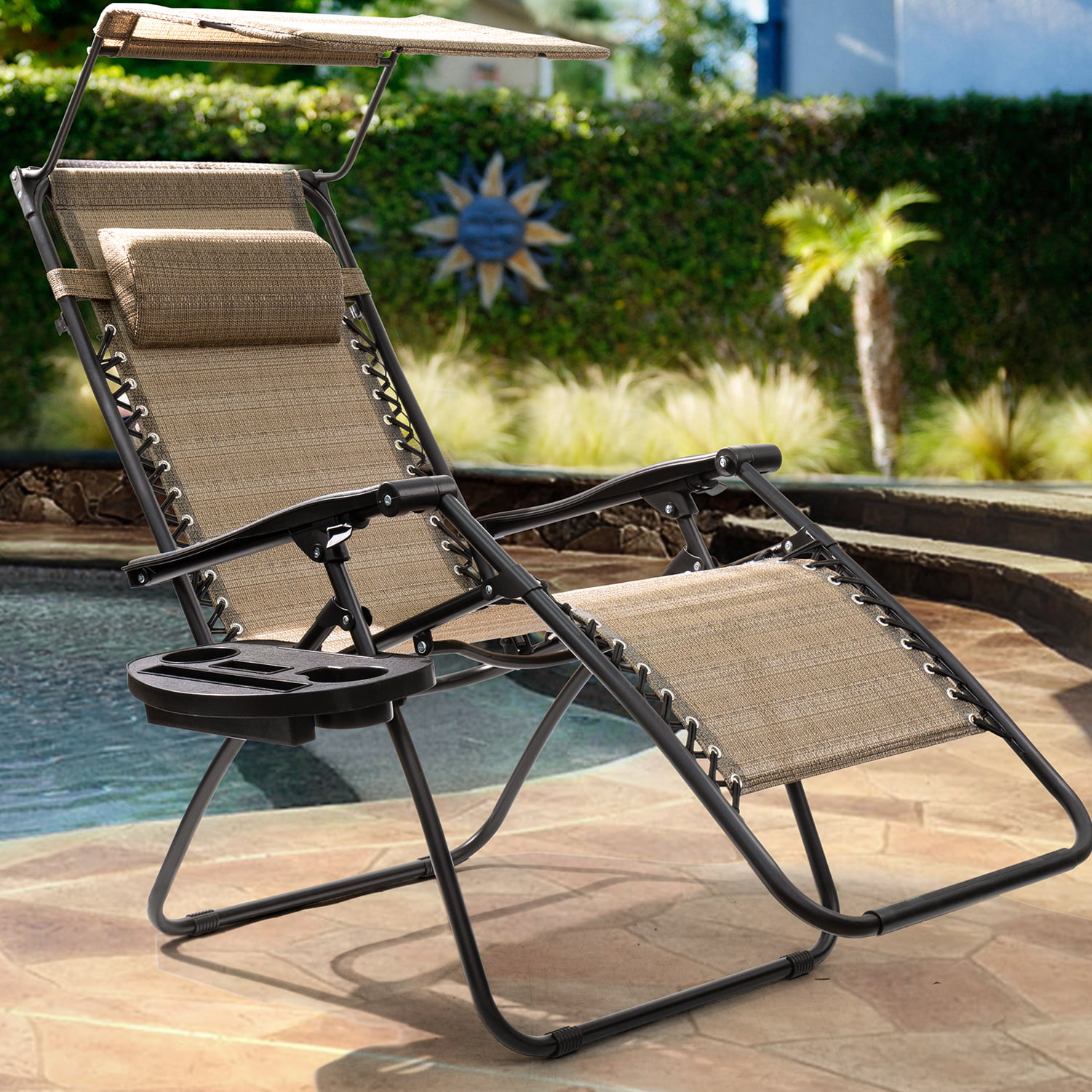 Details about   Chair Lawn Black Cup Holder For Zero Gravity Patio Lounge Pool Beach Side Tray 