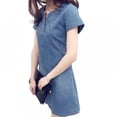 thumbnail image 3 of Robe en Denim Coréenne pour Femmes Nouvelle Robe d'Été Décontractée en Jean avec Boutons Robe Mini en Denim Grande Taille, 3 of 9