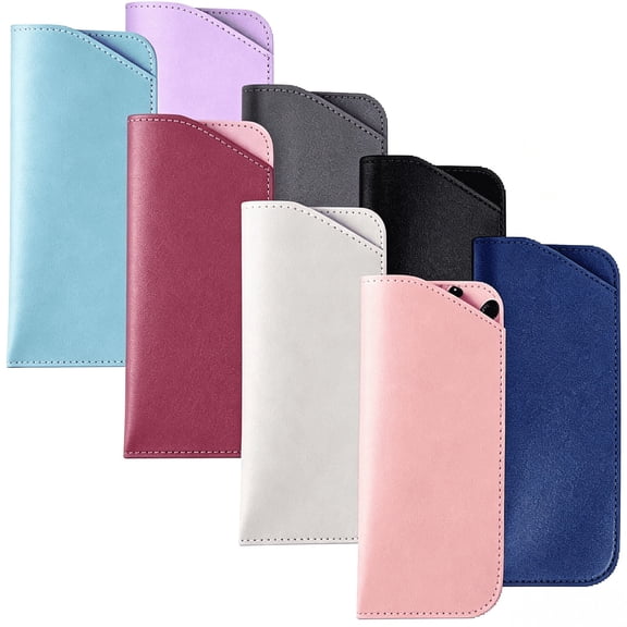 8 Pack 7×3 Inch Soft PU Leather Glasses Cases, Portable Eyeglasses Pouches