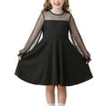 thumbnail image 1 of EnJoCho Robe en Maille à Manches Longues pour Filles Robe Tutu à Col Rond en Ligne Robe d'Été Mignonne de Princesse pour Anniversaire Robe de Fête à Manches Longues pour Filles, 1 of 7