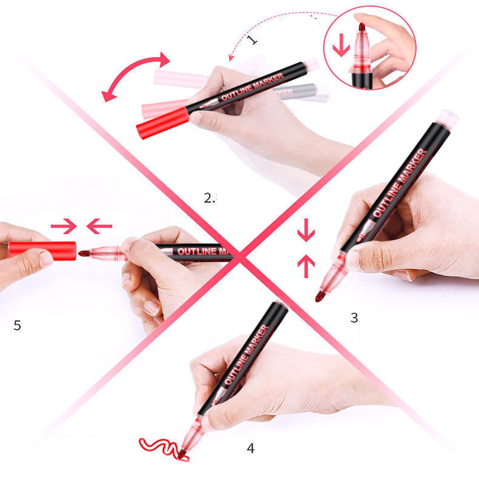 Dreamy Sparkle Dual-Line Contour Pens, Super Squiggles Glitter & Metallic Markers for Drawing, 8Colors Self-Outline Art Pens Set for Journaling, Crafts, Card Making