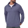 thumbnail image 4 of JWD Mens Quarter Zip Pullover Mock Neck Long Sleeve Casual Sweatshirt Lightweight Knit Top Navy Blue L, 4 of 8