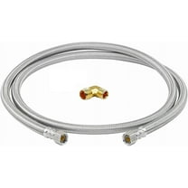 EZ-Fluid 72" X 3/8" Female Comp. x 3/8" Female Comp. 6FT Stainless Steel Dishwasher Water Supply Line Hose connector for Cold/Hot Water w/ 3/8" MIP x 3/8" Male Comp.Elbow-1