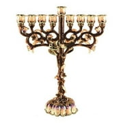 Judaica Kingdom KIJ-MEN-6088 Menorah Chanukkia Brown with Emerald Stones
