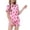 Pink, variant on HCYSFG Girls Palm Tree Print Pajama Sets 2 Piece Notch Neck Short Sleeve Lounge Set Button Front Shirt And Shorts Chest Pocket Sleepwear Sets