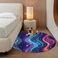 thumbnail image 3 of Neon Style Round Living Room Rugs 5 ft, Abstract Boho Colorful Flowing Waves Washable Area Rug with Non-Slip Sturdy Edge Binding Round Carpet for Entryway Kitchen Bedroom Bathroom, 3 of 9