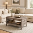thumbnail image 2 of 2-Tier Farmhouse Coffee Table with Open Shelf, Rectangular Center Table for Living Room, Oak, 2 of 9