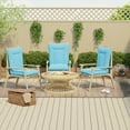 thumbnail image 3 of Jordan Manufacturing 38" x 21" Celosia Ice Blue Crosshatch Rectangular Outdoor Wrought Iron Chair Cushion with Ties and Hanger Loop, 3 of 13
