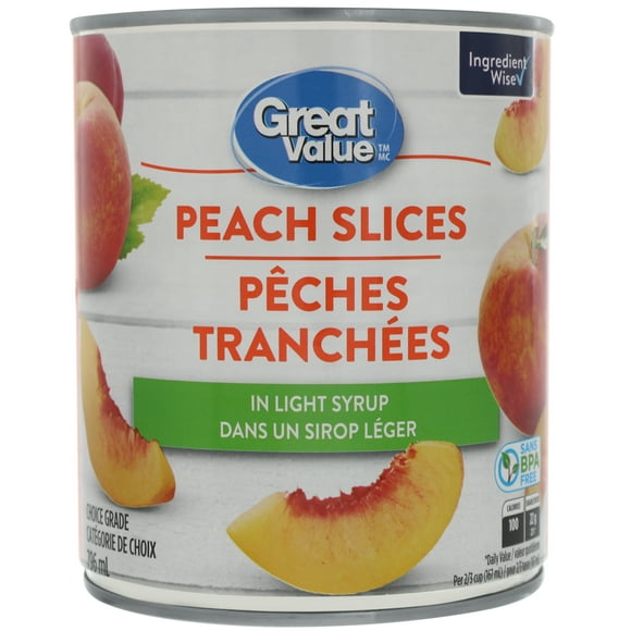 Great Value Peach Slices in Light Syrup, 796 mL