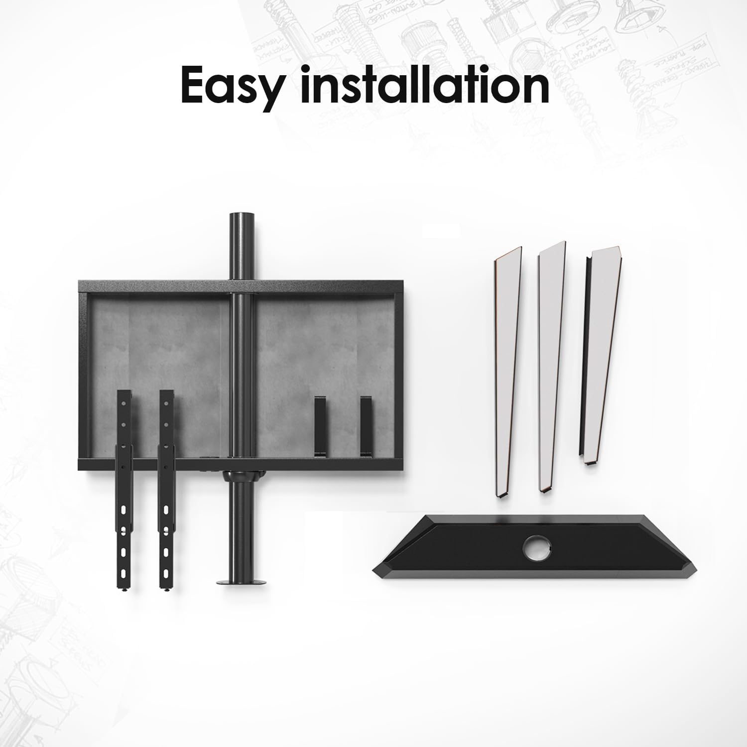 FITUEYES Picasso Series Corner TV Stand for 55–78 Inch TVs, Black & White, Cable Management