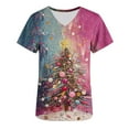 thumbnail image 6 of Wowcloth Women's Short Sleeve V-Neck Scrub Top with Christmas Print Pocket for Work and Daily Use, 6 of 7