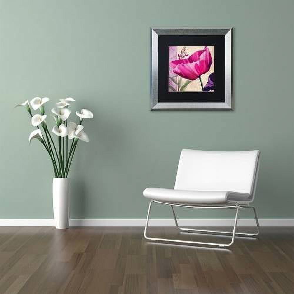 Trademark Fine Art " Pink Poppy I " Canvas Art by Color Bakery Black Matte, Silver Frame