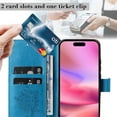 thumbnail image 6 of Compatible with Samsung Galaxy S24 FE Case Wallet Case with Magnetic Flip Kickstand Card Holder Slot with Wrist Strap Cute Butterfly Cat Embossed PU Leather Protective Phone Case,Blue, 6 of 8
