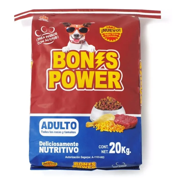 Alimento Bones Power Para Perro Adulto Todos Los Tamaños Sabor Mix En Bolsa De 20kg