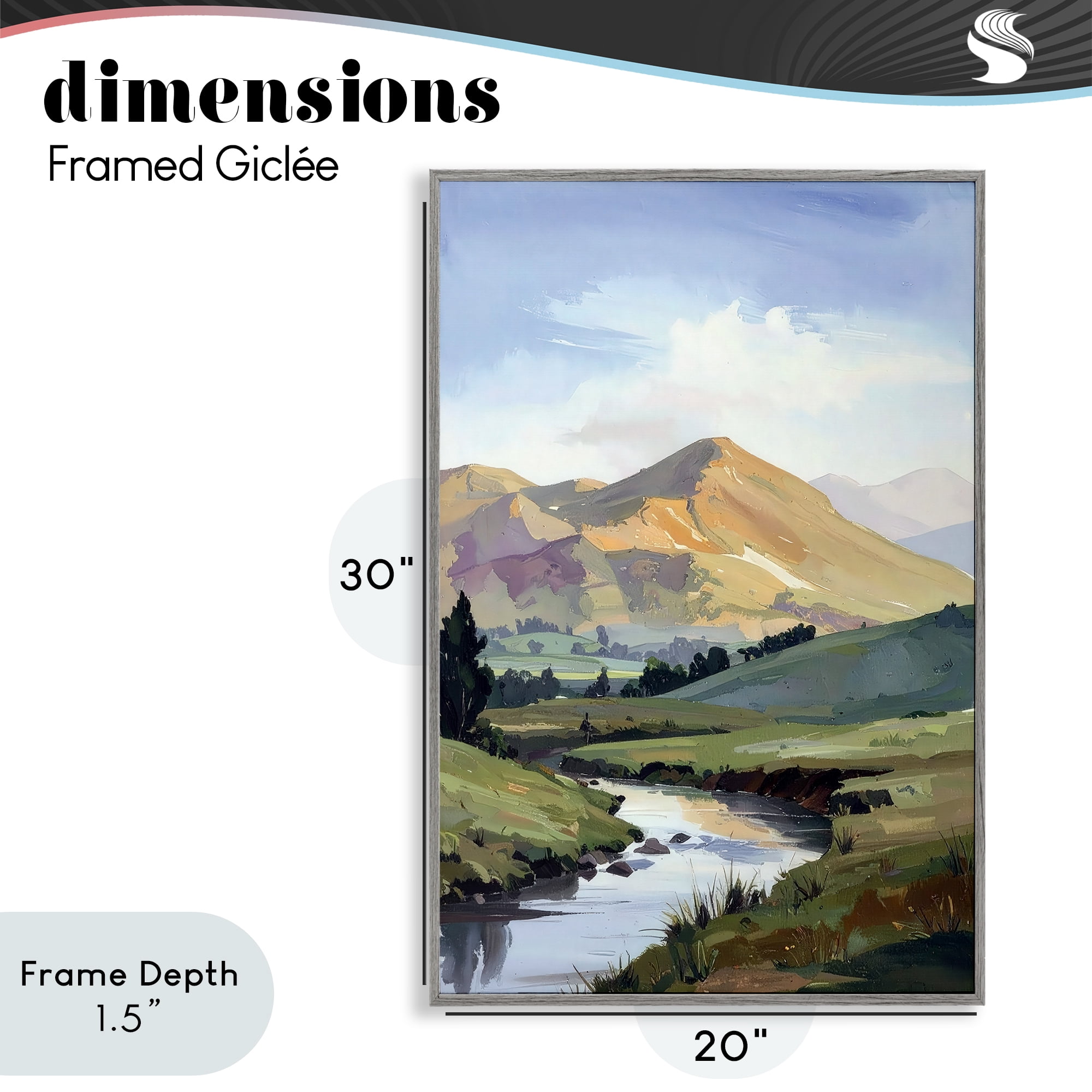 Stupell Industries Across The Valley Gray Framed Giclee Art, design by Alonza Saunders