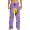 thumbnail image 2 of Kdxio Yellow Lemon And Orange Print Men's Sleep Pajama Pant Lounge Pants with Pockets, 2 of 8