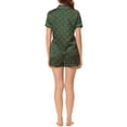 thumbnail image 3 of INSPIRE CHIC Women's Short Sleeve Notch Collar Piped Button Down Sleepwear Polka Dots Pajama Sets X-Large Deep Green, 3 of 5