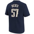 thumbnail image 3 of Youth Nike Shane Bieber Navy Cleveland Guardians 2024 City Connect Name & Number T-Shirt, 3 of 3