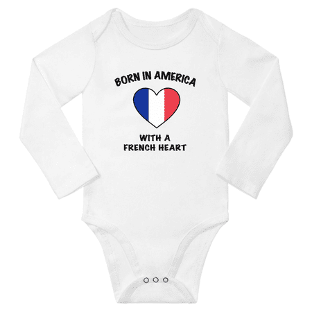 

Born in America With a French Heart Baby Long Sleeve Bodysuit (White 24 Months)