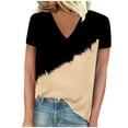 thumbnail image 1 of Camisetas de Manga Corta para las Mujeres de Cuello en V Sólido Casual Camiseta, 95% Poliéster 5% Spandex Vintage Ligero Top para Diario, Fiesta Y Primavera, 1 of 4