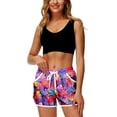 thumbnail image 4 of Women 4th of July Board Shorts Hawaiian Tropical Print Beach Swim Shorts with Pockets, 4 of 10