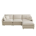 thumbnail image 5 of Modular Sectional In Beige - Deep Seat, 4 Pillows, L-shaped For Living Room, Bedroom, Apartment, Solid Wood Room Couch L-shaped, Frame Included, 5 of 6