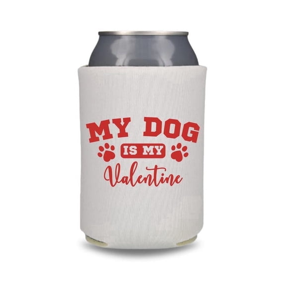 Valentine's Beer Can Cooler, Dog Lover Foam Beverage Sleeve, Insulated Drink Holder, Heart Design Party Accessory