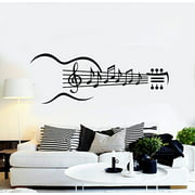 Large Vinyl Wall Decal Guitar Musical Instrument Music Notes Stickers (ig4353) Orange