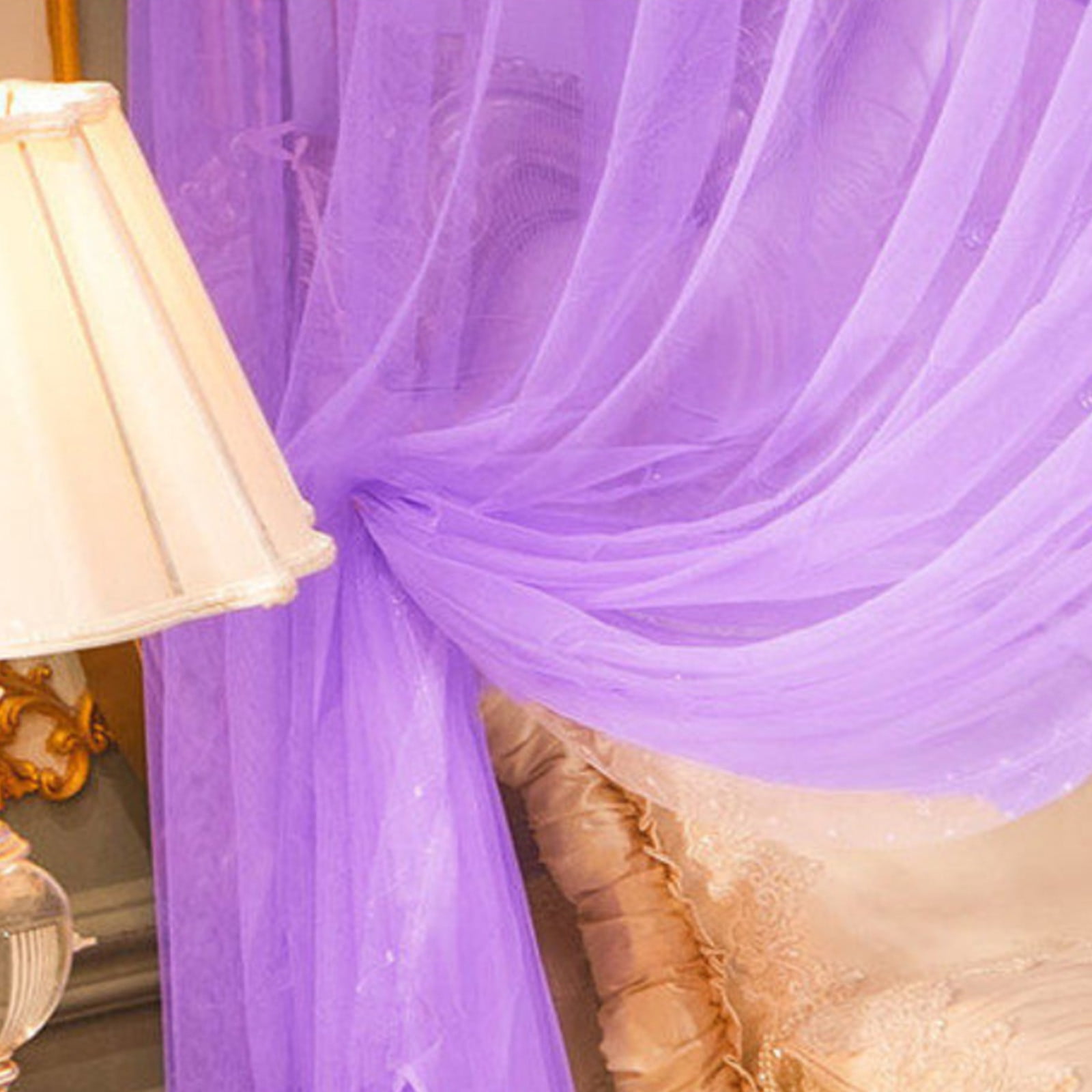Luxury Bed Curtains Canopy, Ruffle Tassel 4 Corner Post Canopy Netting, Bed Canopy for Girls Kids Adult, Bedding Décor (47.24×78.74×78.74in)