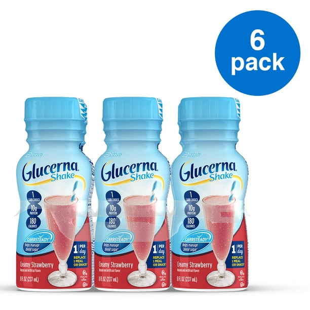 Glucerna Nutrition Shake Creamy Strawberry To Help Manage Blood Sugar 8 fl oz Bottles (Pack of 6)