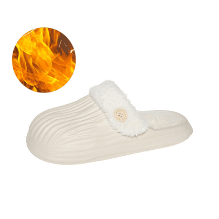

Cyiecw Indoor Lightweight Home Shoes Non-slip Memory Foam Slippers Warm Plush Flat Slippers