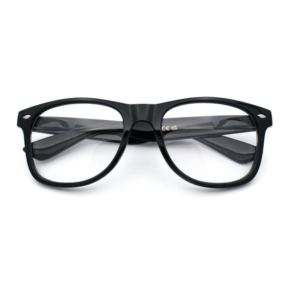 Classic Iconic Nerdy Horn Rim Plastic Rectangle Clear Lens Eyeglasses - Black