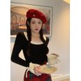 thumbnail image 1 of Suéteres de mujer con paneles, dulces, ajustados, cuello cuadrado, otoño, elegantes, a la moda, para oficina, prendas de punto francesas, temperamento chic, 1 of 6