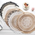 thumbnail image 3 of Posavasos tejidos, tapetes para comidas, tapetes aislantes de algodón y lino para la mesa del comedor, accesorios de tiro, tapetes decorativos de cáñamo para el hogar, 3 of 6