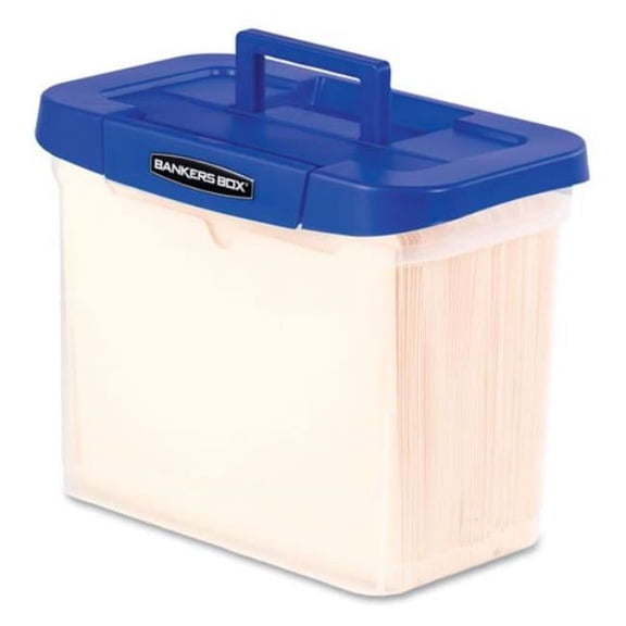 Heavy-duty Portable File Box, Letter Files - 14.25 x 8.63 x 11.06 in., Clear & Blue