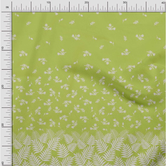 oneOone Polyester Lycra Lime Fabric Leaves & Flower Panel Craft Projects Decor Fabric Printed By The Yard 56 Inch Wide