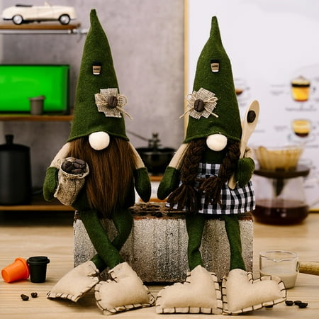 

Sarkoyar Rudolph Doll Green Pointed Hat Hanging Legs Big Foot Party Scene Window Decor Coffee Bar Faceless Doll Home Decoration