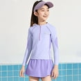 thumbnail image 6 of SUYOLL Teen Girls Swimwear Long Sleeve Guard Two Piece Set Beach Pool Summer Fall Activities Water Sport Swim Suit, 6 of 8