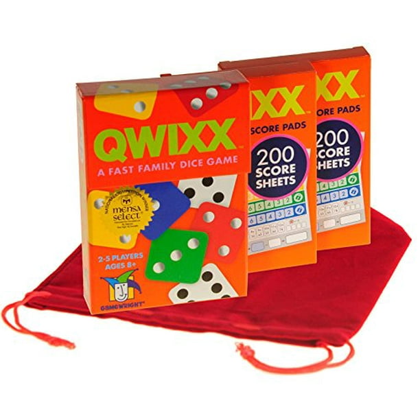 Deluxe Games Puzzles Qwixx Fast Family Game With 2 Replacement Score Pad Bonus Red Velvet Drawstring Bundled Items - Walmart.com