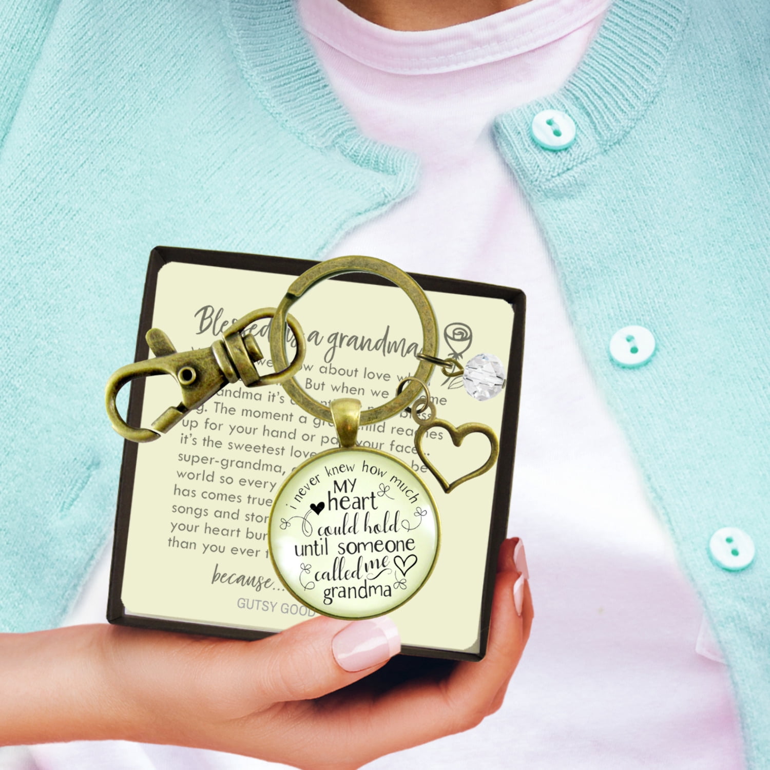 New Grandma Bronze Metal Keychain I Never Knew First Time Grandmother Adult Female Jewelry Gift