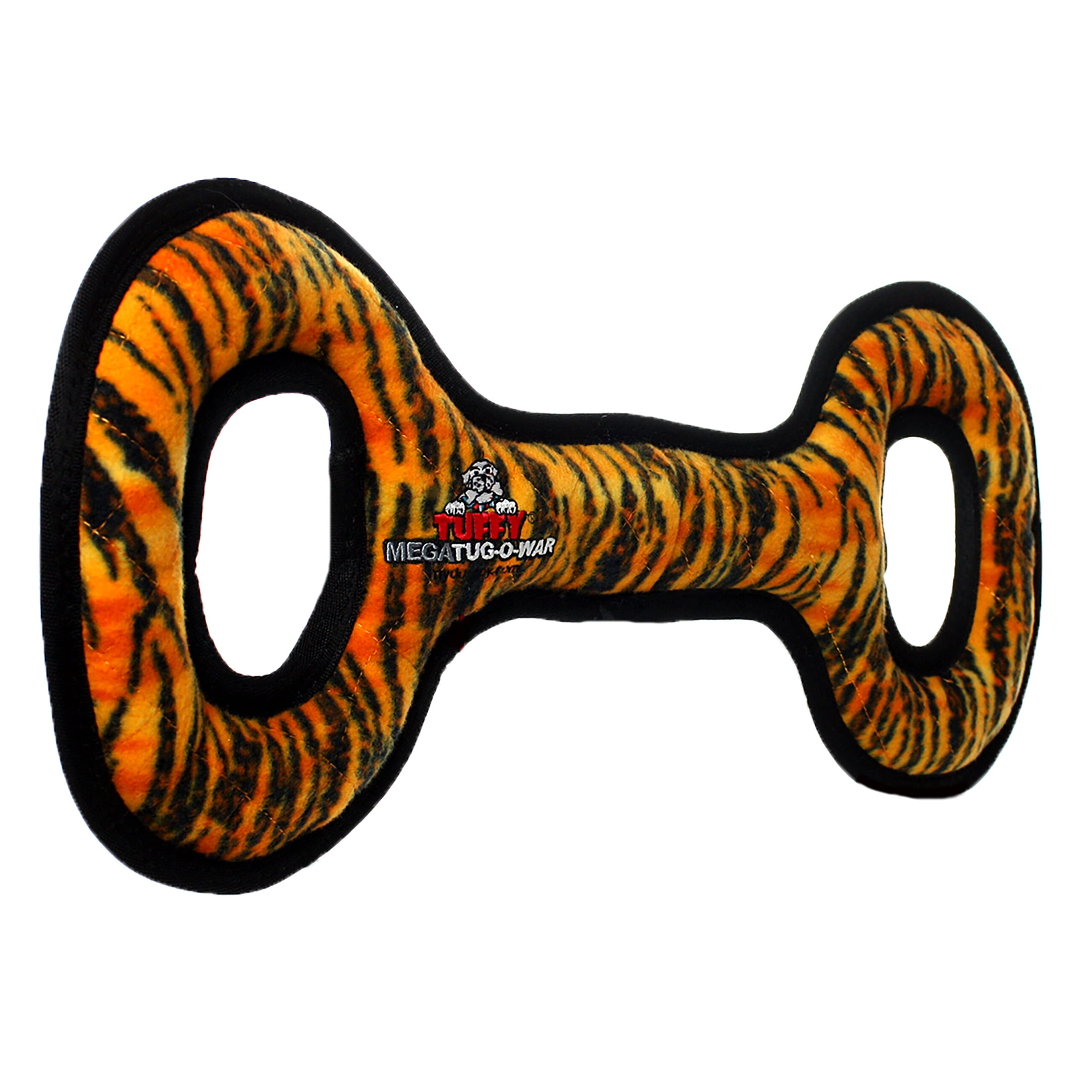 Tuffy Mega Tug Oval Tiger Durable Plush Squeaky Dog Toy