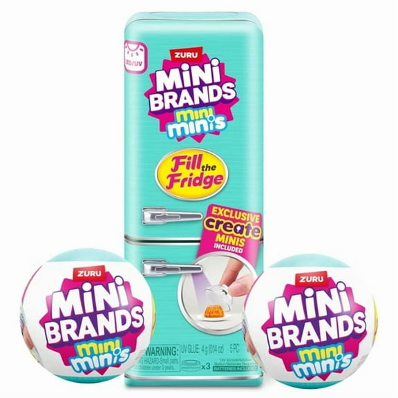 Mini Brands Fill the Fridge Playset (Assorted) Plus 2 S1 Mini Minis Balls Collectible Blind Novelty and Gag Toy by ZURU