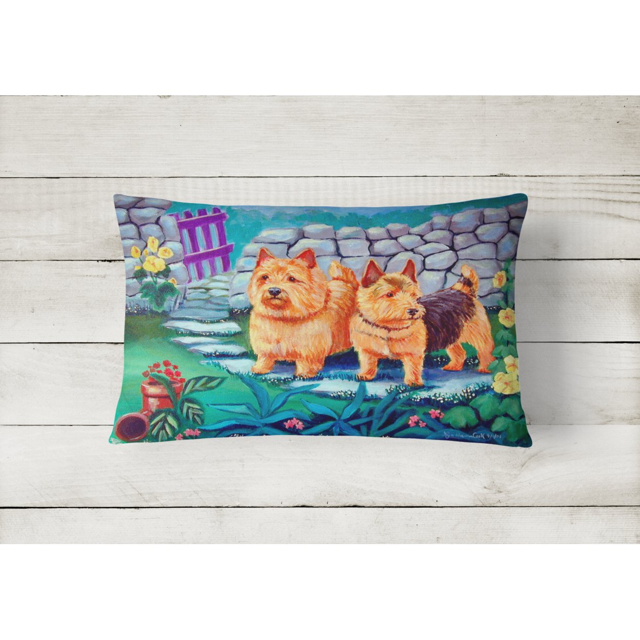 Caroline's Treasures 7520PW1216 Norwich Terrier Canvas Fabric Decorative Pillow, 12H x16W, multicolor