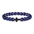 thumbnail image 1 of Men Natural Stone Bead Cross Bracelet Onyx Meditation Bracelet Women Yoga Jewelry Homme Pulser Lava Turquoise Beaded Bracelets, 1 of 5