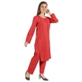 thumbnail image 5 of Moomaya Solid Kurta Pajama Set For Women Ethnic Set Full Sleeve Indian Formal Cotton Clothing, 5 of 7