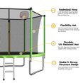 thumbnail image 6 of Mersco 10ft Trampoline for Kids,Outdoor Trampoline with Enclosure,Basketball Hoop and Ladder,Upright-Poled Backyard Trampoline for Family Fun,Birthday Gifts,Green, 6 of 11
